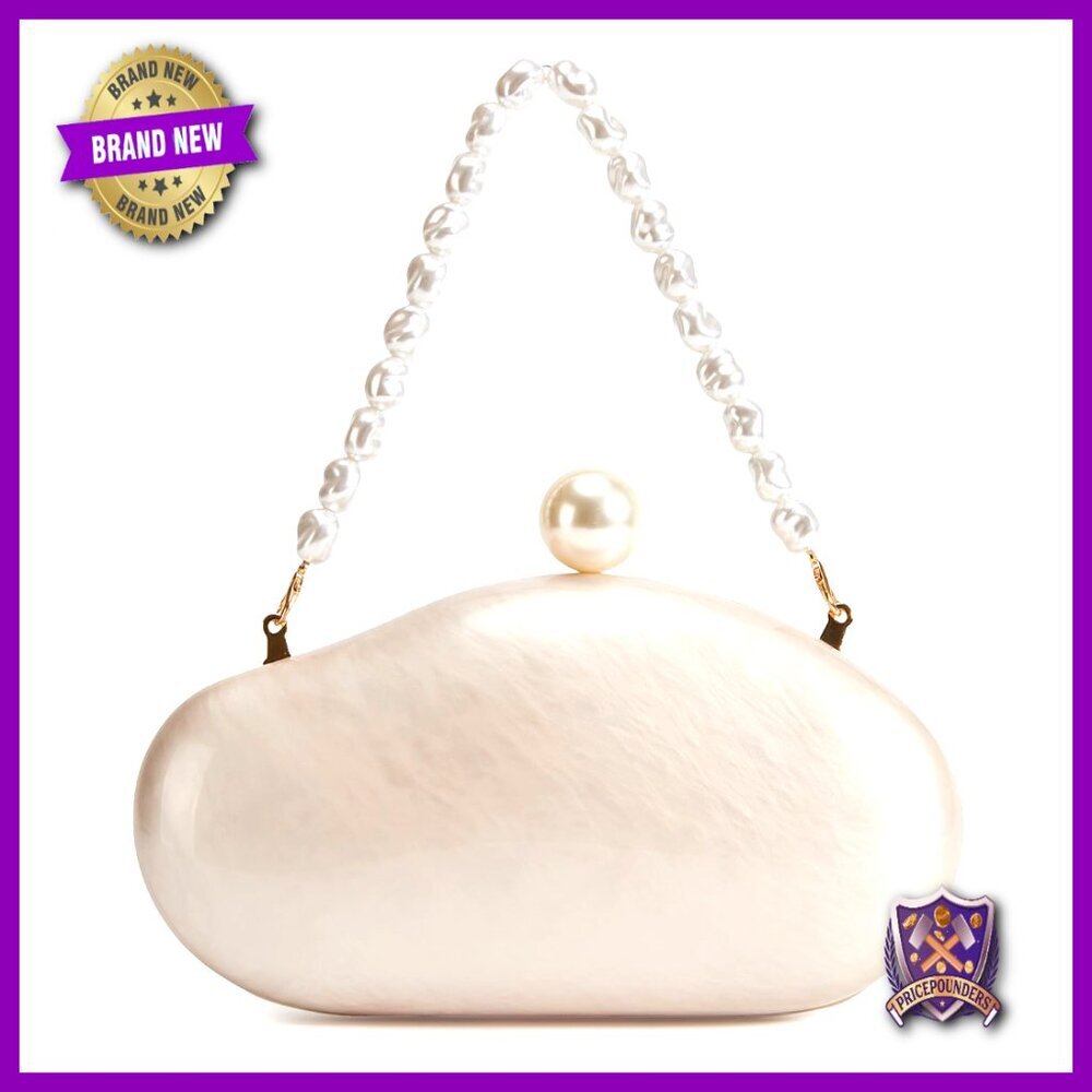 Acrylic Shell Clutch Bag Elegant Evening Wear Pearl Chain Strap Versatile